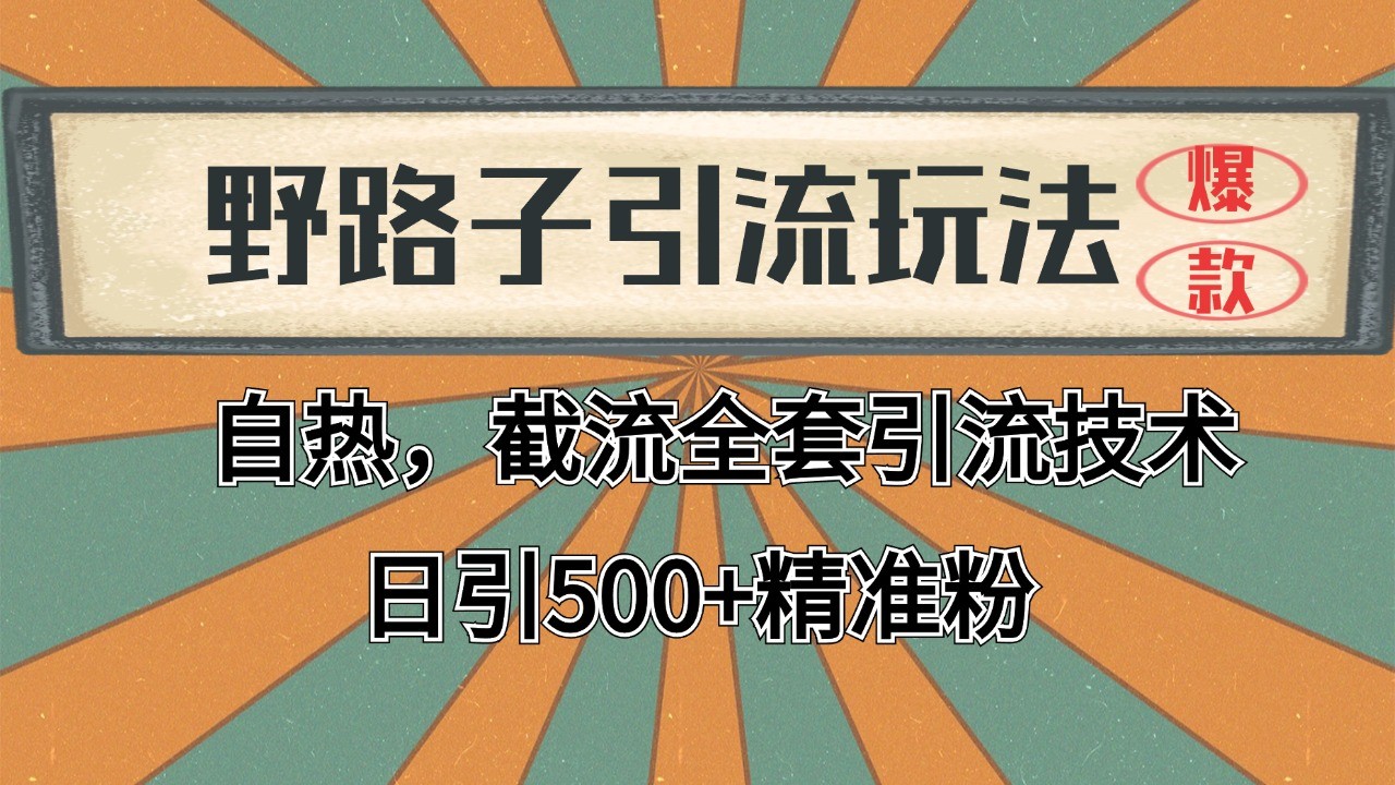 2024首发野路子引流玩法截流自热全平台打法，全自动引流【日引2000+精准客户】凯哥轻创网-网创项目资源站-副业项目-创业项目-搞钱项目凯哥轻创网