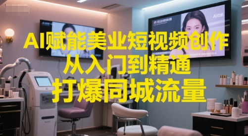 AI赋能美业短视频创作，从入门到精通，打爆同城流量，超级AI工具短视频实操落地凯哥轻创网-网创项目资源站-副业项目-创业项目-搞钱项目凯哥轻创网