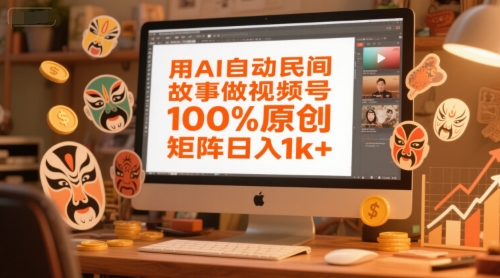 用AI自动民间故事做视频号，100%原创，矩阵日入1k+凯哥轻创网-网创项目资源站-副业项目-创业项目-搞钱项目凯哥轻创网