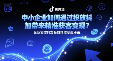中小企业如何通过投放抖加带来精准获客变现？企业实体抖加投放精准变现秘籍凯哥轻创网-网创项目资源站-副业项目-创业项目-搞钱项目凯哥轻创网