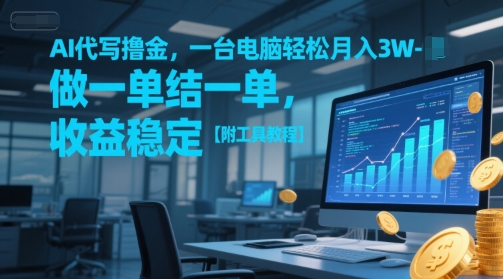 AI代写撸金，一台电脑轻松月入1-3W，做一单结一单，收益稳定【附工具教程】凯哥轻创网-网创项目资源站-副业项目-创业项目-搞钱项目凯哥轻创网