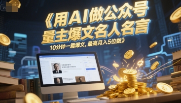 用AI做公众号流量主爆文名人名言，10分钟一篇爆文，最高月入5位数凯哥轻创网-网创项目资源站-副业项目-创业项目-搞钱项目凯哥轻创网