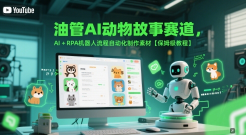 油管AI动物故事赛道，AI+RPA机器人流程自动化制作素材【保姆级教程】凯哥轻创网-网创项目资源站-副业项目-创业项目-搞钱项目凯哥轻创网