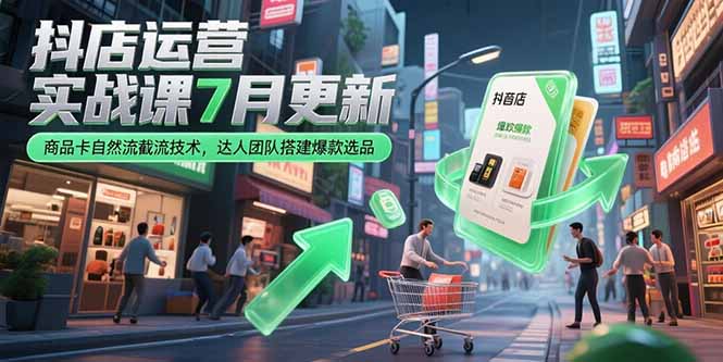 （15329期）抖店运营实战课7月更新，商品卡自然流截流技术，达人团队搭建爆款选品凯哥轻创网-网创项目资源站-副业项目-创业项目-搞钱项目凯哥轻创网