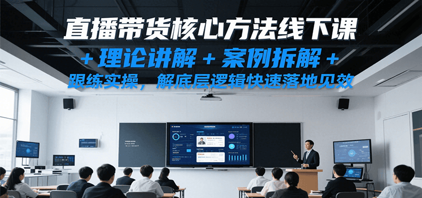 直播带货核心方法线下课，理论讲解+案例拆解+跟练实操，解底层逻辑快速落地见效凯哥轻创网-网创项目资源站-副业项目-创业项目-搞钱项目凯哥轻创网