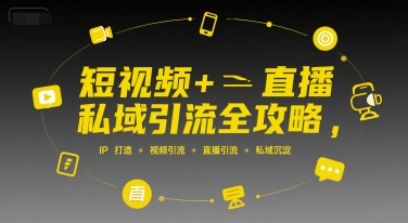 短视频+直播私域引流全攻略，IP打造 +视频引流 +直播引流 +私域沉淀凯哥轻创网-网创项目资源站-副业项目-创业项目-搞钱项目凯哥轻创网