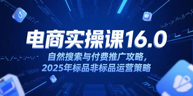（15262期）淘宝电商运营课16.0，自然搜索与付费推广攻略，2025年标品非标品运营策略凯哥轻创网-网创项目资源站-副业项目-创业项目-搞钱项目凯哥轻创网