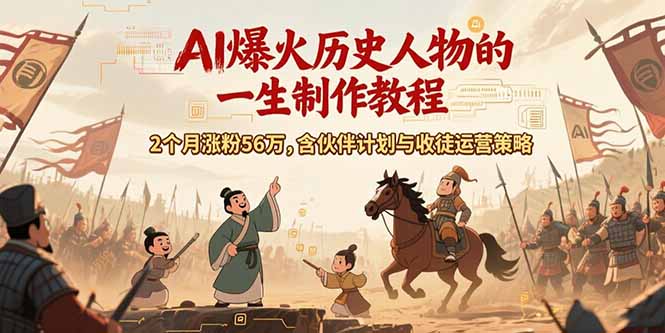 （15336期）AI历史人物赛道课程，2个月涨粉56万，含伙伴计划与收徒运营策略凯哥轻创网-网创项目资源站-副业项目-创业项目-搞钱项目凯哥轻创网
