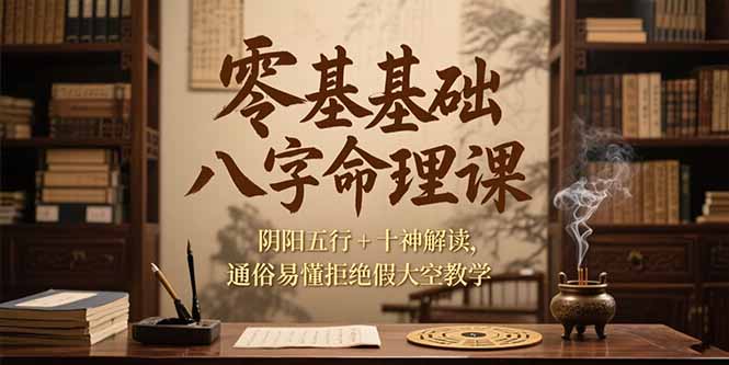 （15283期）零基础八字命理课，阴阳五行+十神解读，通俗易懂拒绝假大空教学凯哥轻创网-轻创网-创业网-网创项目资源站-副业项目-创业项目-搞钱项目凯哥轻创网