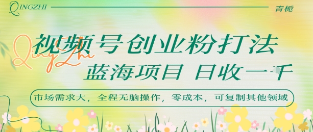 视频号创业粉打法，日入1k，蓝海项目，市场需求大，全程无脑操作，可复制凯哥轻创网-网创项目资源站-副业项目-创业项目-搞钱项目凯哥轻创网