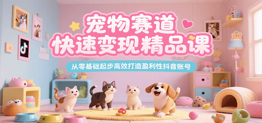 宠物赛道快速变现精品课，从零基础起步高效打造盈利性抖音账号凯哥轻创网-网创项目资源站-副业项目-创业项目-搞钱项目凯哥轻创网