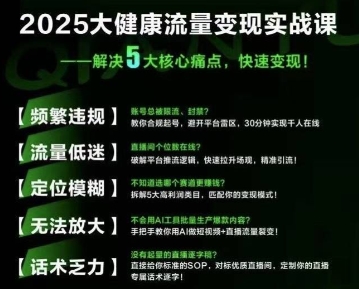 大健康流量全域新增长8.0，三月底线下课视频，大健康万亿蓝海，从类目突围到模式迭代凯哥轻创网-网创项目资源站-副业项目-创业项目-搞钱项目凯哥轻创网