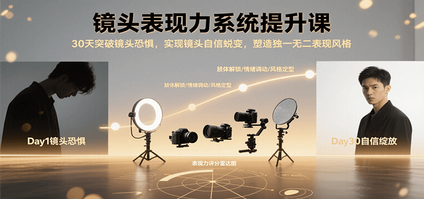 镜头表现力系统提升课，30天突破镜头恐惧实现自信蜕变，塑造独一无二表现风格凯哥轻创网-网创项目资源站-副业项目-创业项目-搞钱项目凯哥轻创网