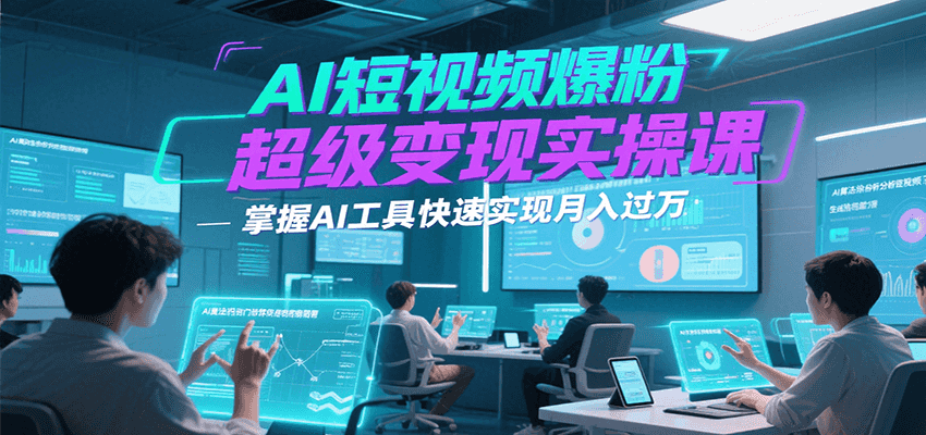 AI短视频爆粉超级变现实操课，掌握AI工具快速实现月入过万凯哥轻创网-网创项目资源站-副业项目-创业项目-搞钱项目凯哥轻创网