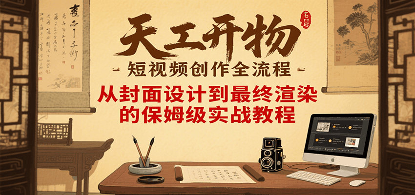 天工开物短视频创作全流程，从封面设计到最终渲染的保姆级实战教程凯哥轻创网-网创项目资源站-副业项目-创业项目-搞钱项目凯哥轻创网