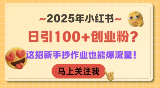 2025年小红书日引100+创业粉？这招新手抄作业也能爆流量！凯哥轻创网-网创项目资源站-副业项目-创业项目-搞钱项目凯哥轻创网