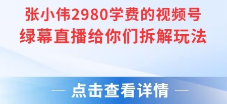张小伟2980付费额视频号绿幕直播给你们拆解玩法凯哥轻创网-网创项目资源站-副业项目-创业项目-搞钱项目凯哥轻创网