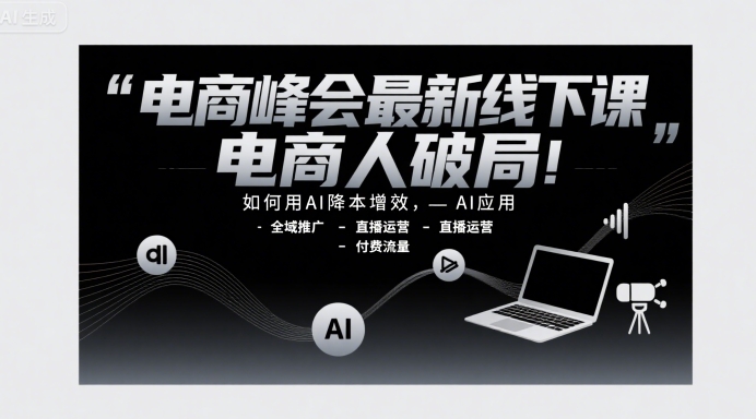 电商峰会最新线下课，电商人破局，如何用AI降本增效，AI应用-全域推广-直播运营-付费流量凯哥轻创网-网创项目资源站-副业项目-创业项目-搞钱项目凯哥轻创网
