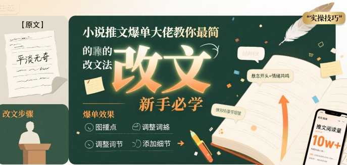 小说推文爆单大佬教你最简单的改文方法实操课，新手必学凯哥轻创网-网创项目资源站-副业项目-创业项目-搞钱项目凯哥轻创网