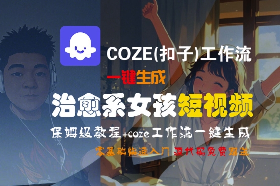 COZE(扣子)工作流一键生成治愈系女孩短视频，保姆级教程，零基础快速入门凯哥轻创网-网创项目资源站-副业项目-创业项目-搞钱项目凯哥轻创网