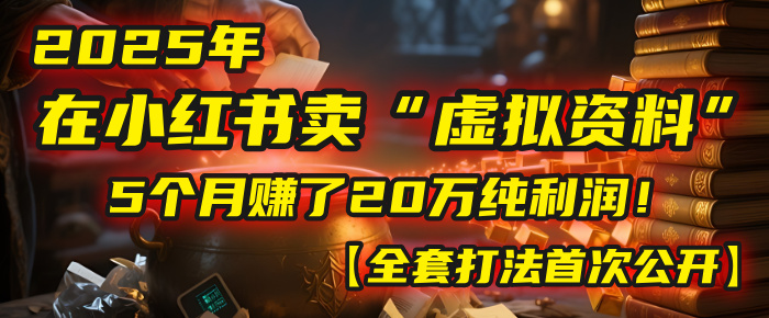 2025年在小红书卖“虚拟资料”，5个月赚了20万纯利润！【全套打法首次公开】凯哥轻创网-网创项目资源站-副业项目-创业项目-搞钱项目凯哥轻创网