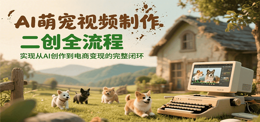 AI萌宠视频制作二创全流程，实现从AI创作到电商变现的完整闭环凯哥轻创网-网创项目资源站-副业项目-创业项目-搞钱项目凯哥轻创网