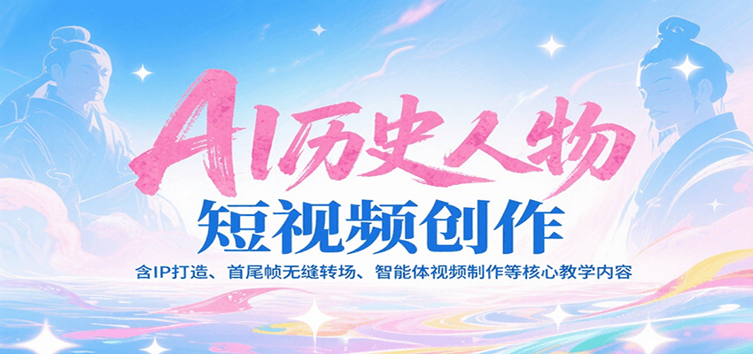 AI历史人物短视频创作，含IP打造、首尾帧无缝转场、智能体视频制作等核心教学内容凯哥轻创网-网创项目资源站-副业项目-创业项目-搞钱项目凯哥轻创网