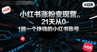 小红书涨粉变现营，21天从0-1做一个挣钱的小红书账号凯哥轻创网-网创项目资源站-副业项目-创业项目-搞钱项目凯哥轻创网