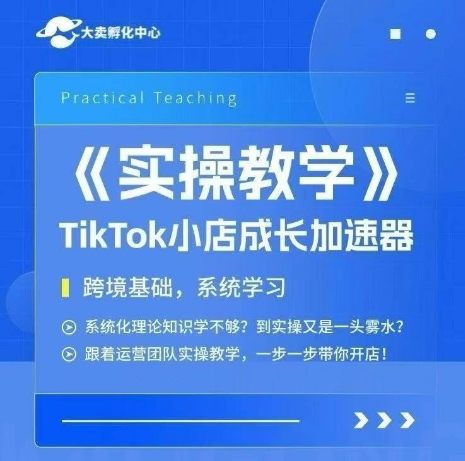 大卖家孵化中心TikTok实操课，TikTok小店成长加速器，跨境基础系统学习，一步一步带你开店凯哥轻创网-网创项目资源站-副业项目-创业项目-搞钱项目凯哥轻创网