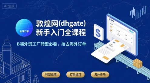 敦煌网(dhgate)新手入门全课程，B端外贸工厂转型必看，抢占海外订单凯哥轻创网-网创项目资源站-副业项目-创业项目-搞钱项目凯哥轻创网