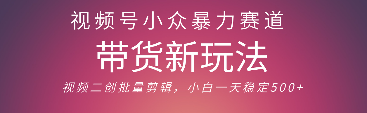 视频号小众暴力赛道，最新带货玩法 小白也能轻松日入500+ 保姆及教程凯哥轻创网-网创项目资源站-副业项目-创业项目-搞钱项目凯哥轻创网