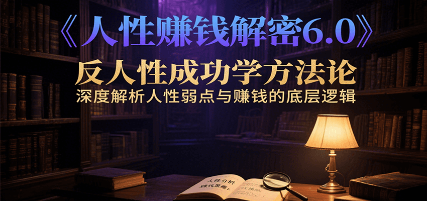 人性赚钱解密6.0，反人性成功学方法论，深度解析人性弱点与赚钱的底层逻辑凯哥轻创网-网创项目资源站-副业项目-创业项目-搞钱项目凯哥轻创网