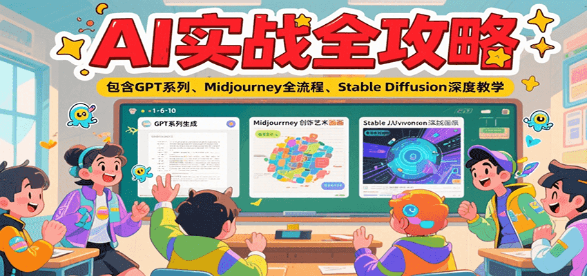 AI实战全攻略，包含GPT系列、Midjourney全流程、Stable Diffusion深度教学凯哥轻创网-网创项目资源站-副业项目-创业项目-搞钱项目凯哥轻创网