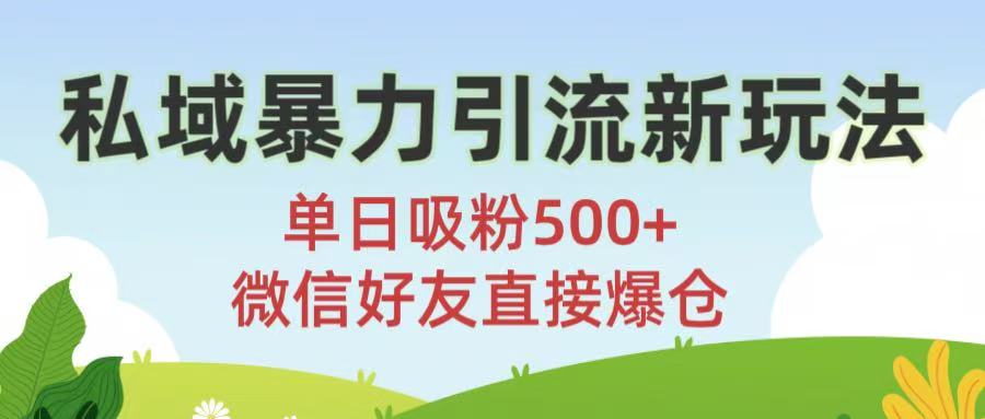 私域暴力引流新玩法!单日吸粉500+，微信好友直接爆仓凯哥轻创网-网创项目资源站-副业项目-创业项目-搞钱项目凯哥轻创网