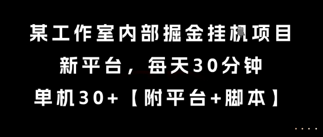 某工作室内部掘金挂G项目，新平台，每天30分钟，单机30+【揭秘】凯哥轻创网-网创项目资源站-副业项目-创业项目-搞钱项目凯哥轻创网