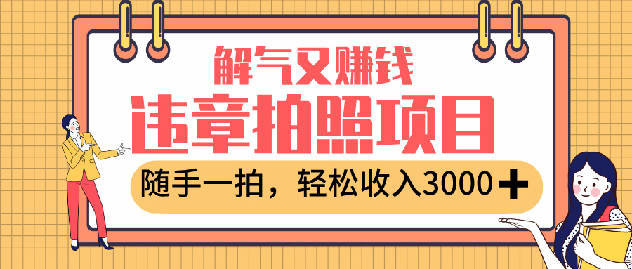 最新违章拍照赚钱，解气又赚钱的项目，随手一拍，轻松收入3000+凯哥轻创网-网创项目资源站-副业项目-创业项目-搞钱项目凯哥轻创网