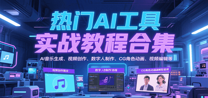 热门AI工具实战教程合集，AI音乐生成、视频创作、数字人制作、CG角色动画、视频编辑等凯哥轻创网-网创项目资源站-副业项目-创业项目-搞钱项目凯哥轻创网