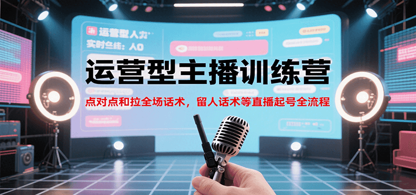 运营型主播训练营，点对点和拉全场话术，留人话术等直播起号全流程（更新7月）凯哥轻创网-网创项目资源站-副业项目-创业项目-搞钱项目凯哥轻创网