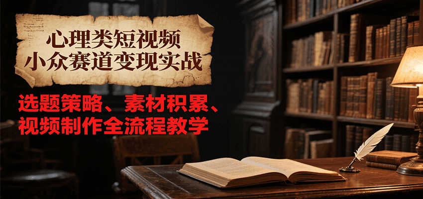 心理类短视频小众赛道变现实战，选题策略、素材积累、视频制作全流程教学凯哥轻创网-网创项目资源站-副业项目-创业项目-搞钱项目凯哥轻创网