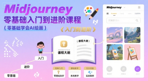 midjourney零基础入门到进阶课程，零基础学会AI绘画凯哥轻创网-网创项目资源站-副业项目-创业项目-搞钱项目凯哥轻创网