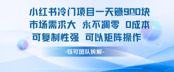 小红书冷门项目一天收益9张，市场需求大，0成本，可复制性强可以矩阵操作凯哥轻创网-轻创网-创业网-网创项目资源站-副业项目-创业项目-搞钱项目凯哥轻创网