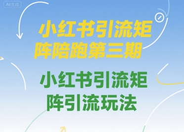 小红书引流矩阵陪跑第三期，小红书引流矩阵引流玩法凯哥轻创网-网创项目资源站-副业项目-创业项目-搞钱项目凯哥轻创网