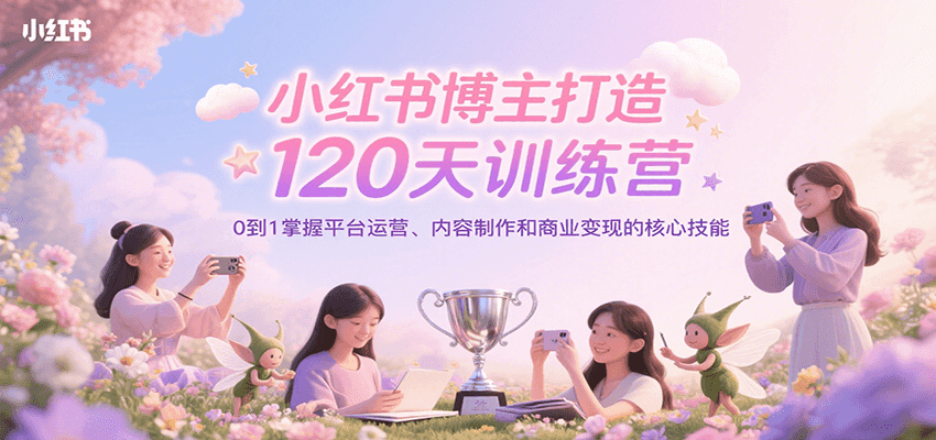 小红书博主打造120天训练营，0到1掌握平台运营、内容制作和商业变现凯哥轻创网-网创项目资源站-副业项目-创业项目-搞钱项目凯哥轻创网