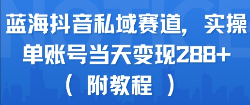 蓝海抖音私域赛道，实操单账号当天变现288+(附教程)凯哥轻创网-轻创网-创业网-网创项目资源站-副业项目-创业项目-搞钱项目凯哥轻创网