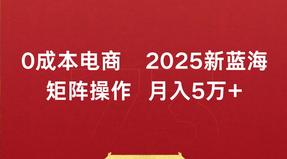 0成本电商2025新蓝海矩阵操作 月入5万+凯哥轻创网-网创项目资源站-副业项目-创业项目-搞钱项目凯哥轻创网