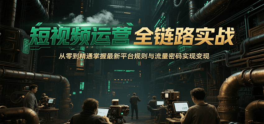 短视频运营全链路实战，从零到精通掌握最新平台规则与流量密码实现变现凯哥轻创网-网创项目资源站-副业项目-创业项目-搞钱项目凯哥轻创网