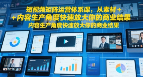 短视频矩阵运营体系课，从素材+内容生产角度快速放大你的商业结果凯哥轻创网-网创项目资源站-副业项目-创业项目-搞钱项目凯哥轻创网