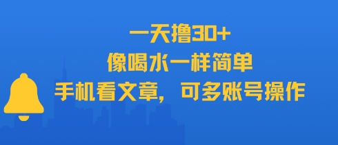 一天撸30+，像喝水一样简单，手机看文章，可多账号操作凯哥轻创网-网创项目资源站-副业项目-创业项目-搞钱项目凯哥轻创网