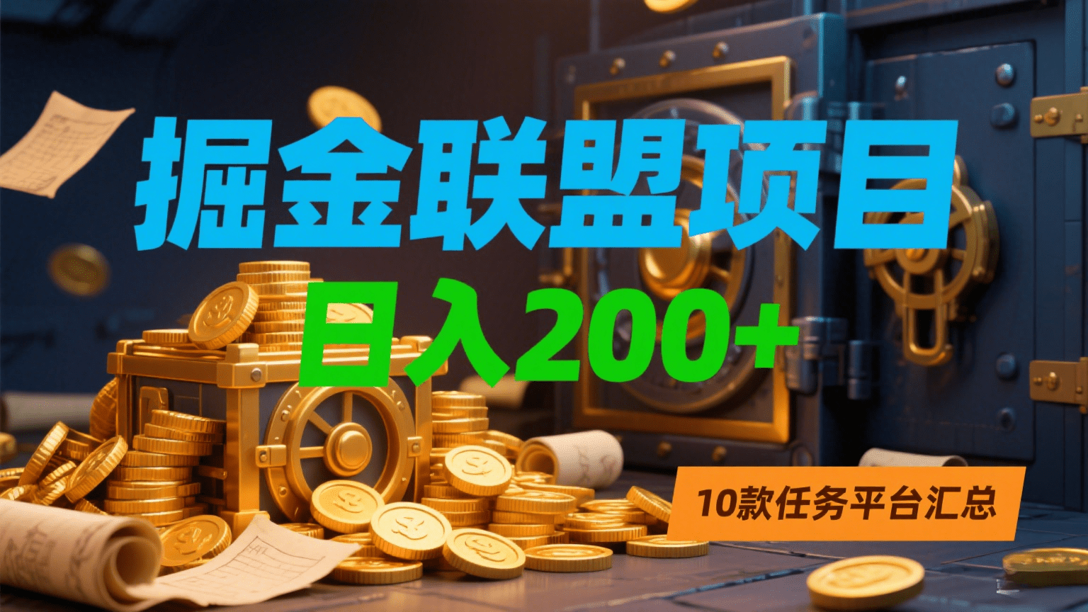 掘金联盟项目，日入200+，10款任务平台汇总凯哥轻创网-网创项目资源站-副业项目-创业项目-搞钱项目凯哥轻创网