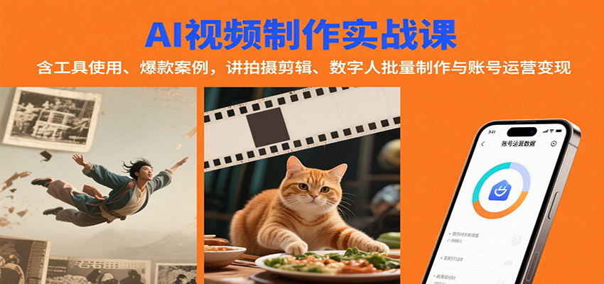 AI视频制作实战：含工具使用、爆款案例，讲拍摄剪辑、数字人批量制作与账号运营变现凯哥轻创网-轻创网-创业网-网创项目资源站-副业项目-创业项目-搞钱项目凯哥轻创网